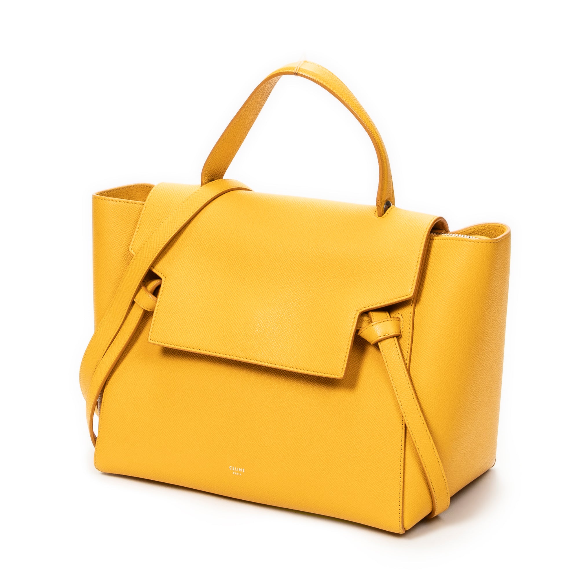 Shoulder Bag Mini Belt Bag Yellow Grained Leather