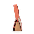 Bolso de Hombro Mediano con Marco Cruzado de Piel de Becerro Naranja