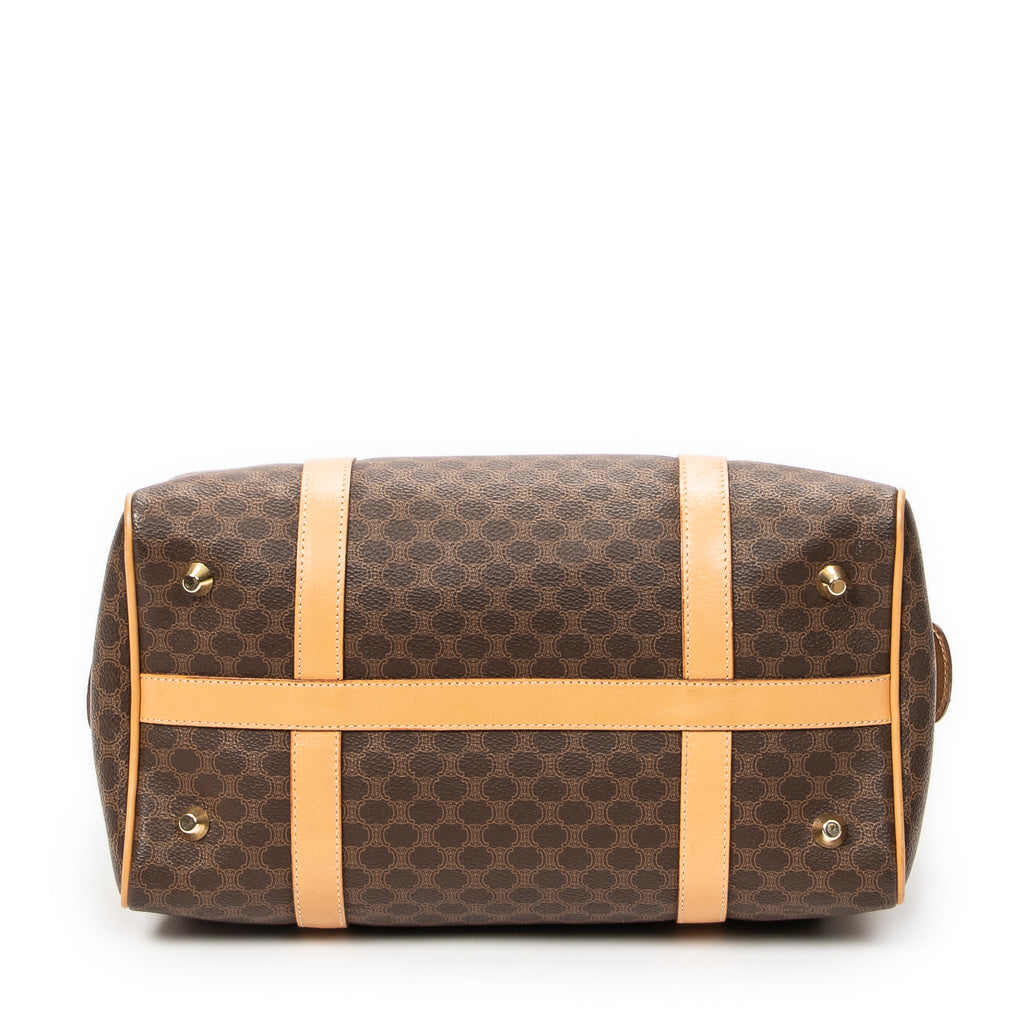 Handbag Small Boston Brown Macadam Coated Canvas