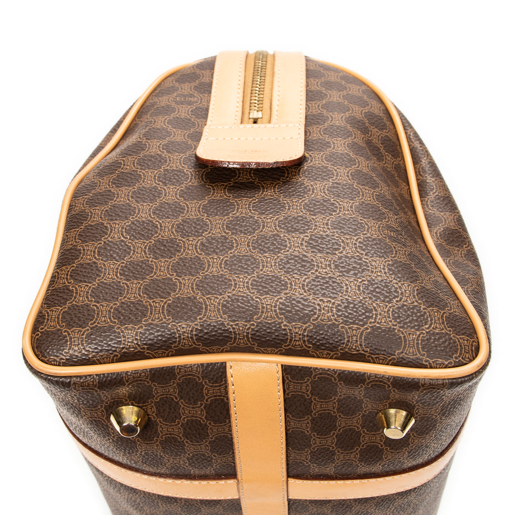Handbag Small Boston Brown Macadam Coated Canvas