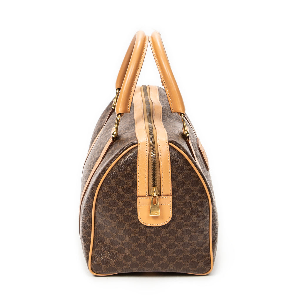Handbag Small Boston Brown Macadam Coated Canvas