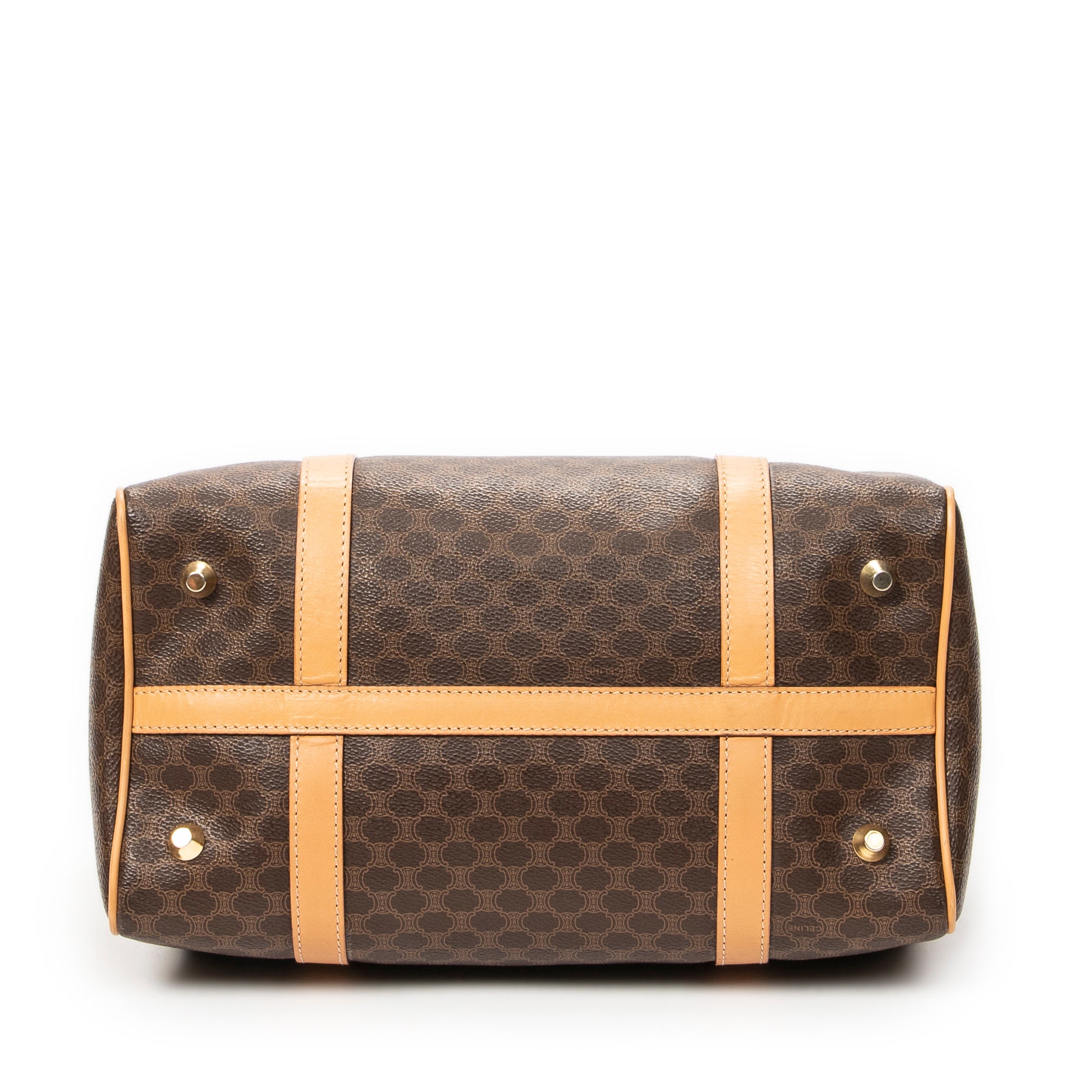 Handbag Small Boston Brown Macadam Coated Canvas