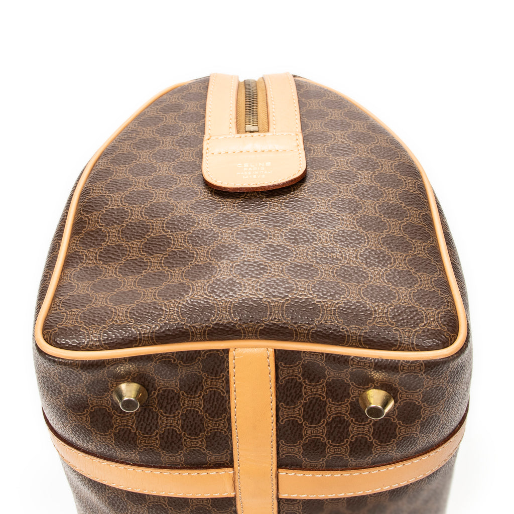 Handbag Small Boston Brown Macadam Coated Canvas