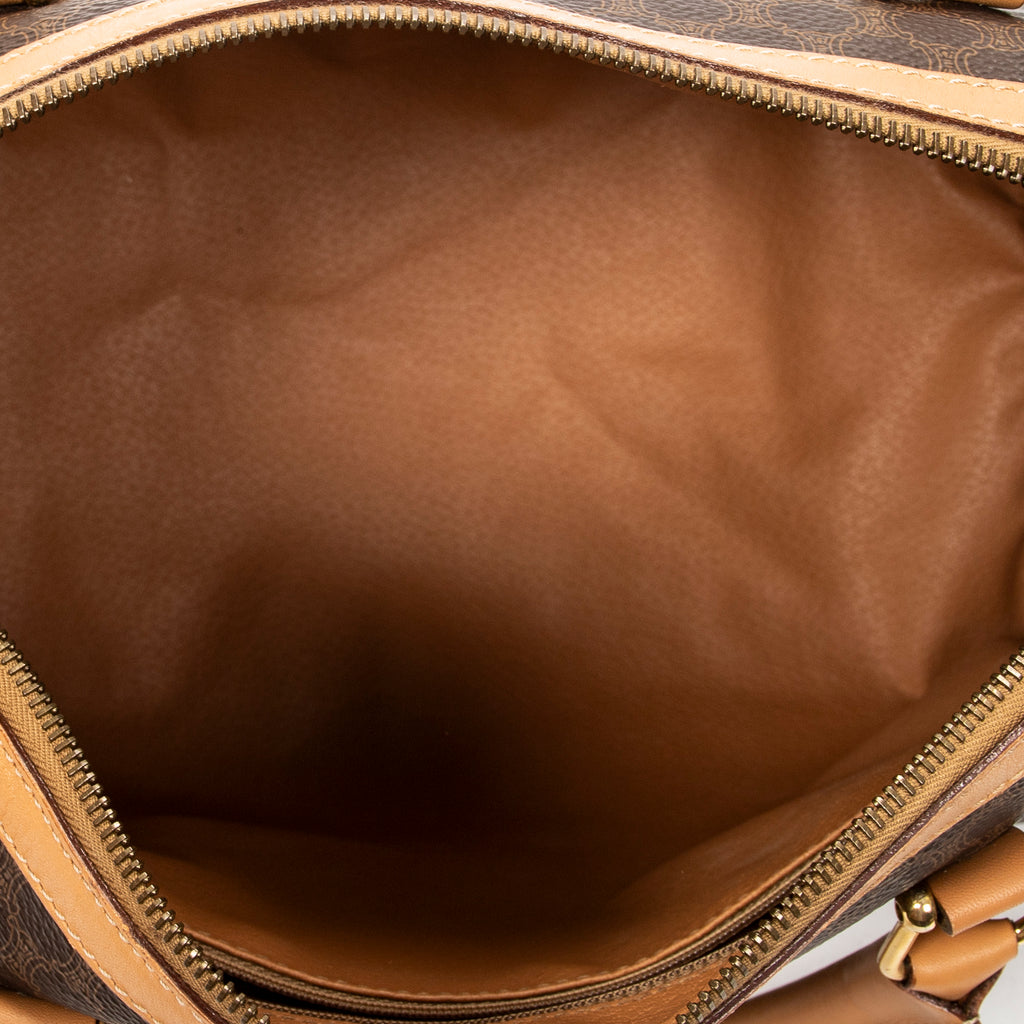 Handbag Small Boston Brown Macadam Coated Canvas