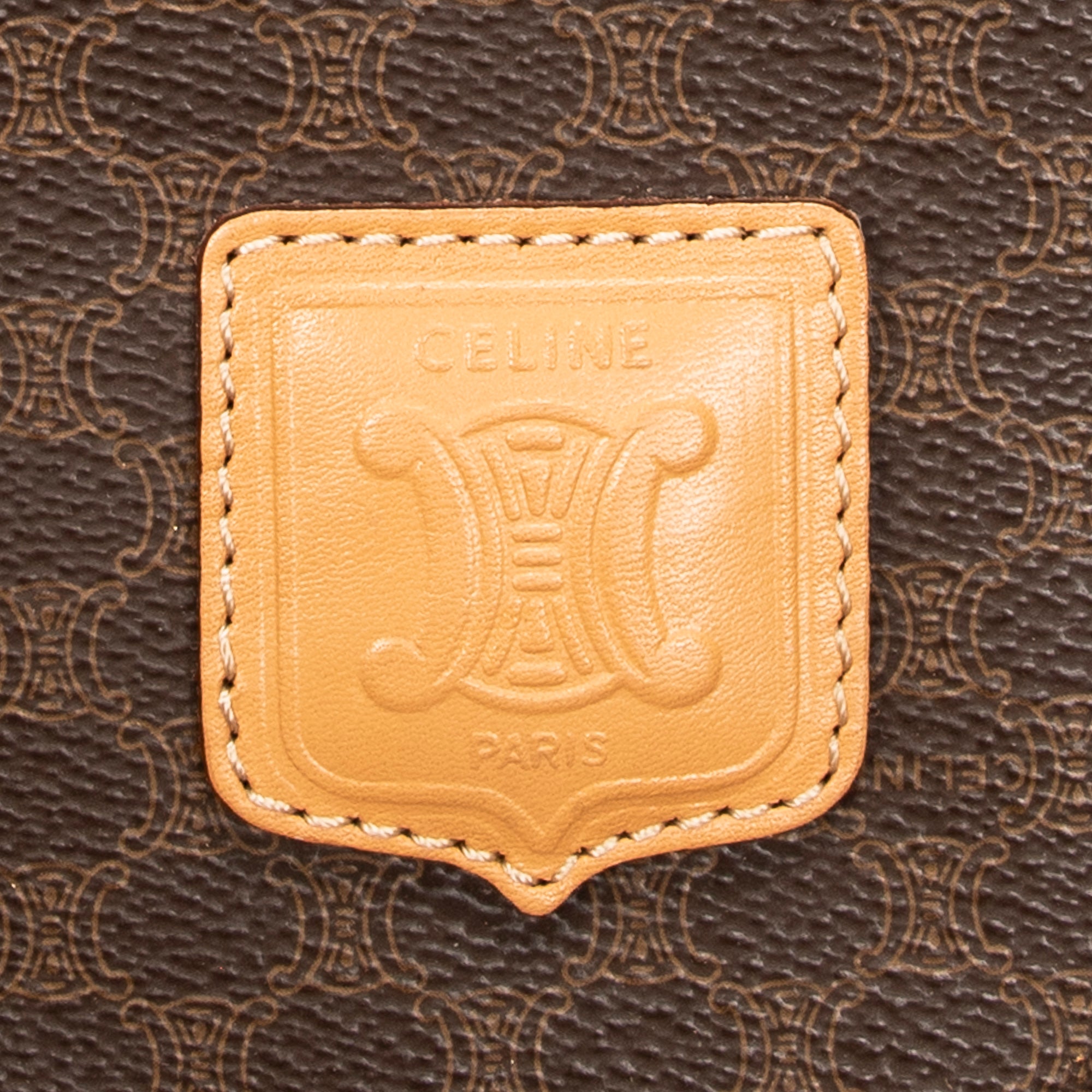 Handbag Small Boston Brown Macadam Coated Canvas