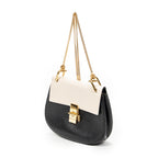 Shoulder Bag Small Bicolor Drew Black Grained Calfskin Leather