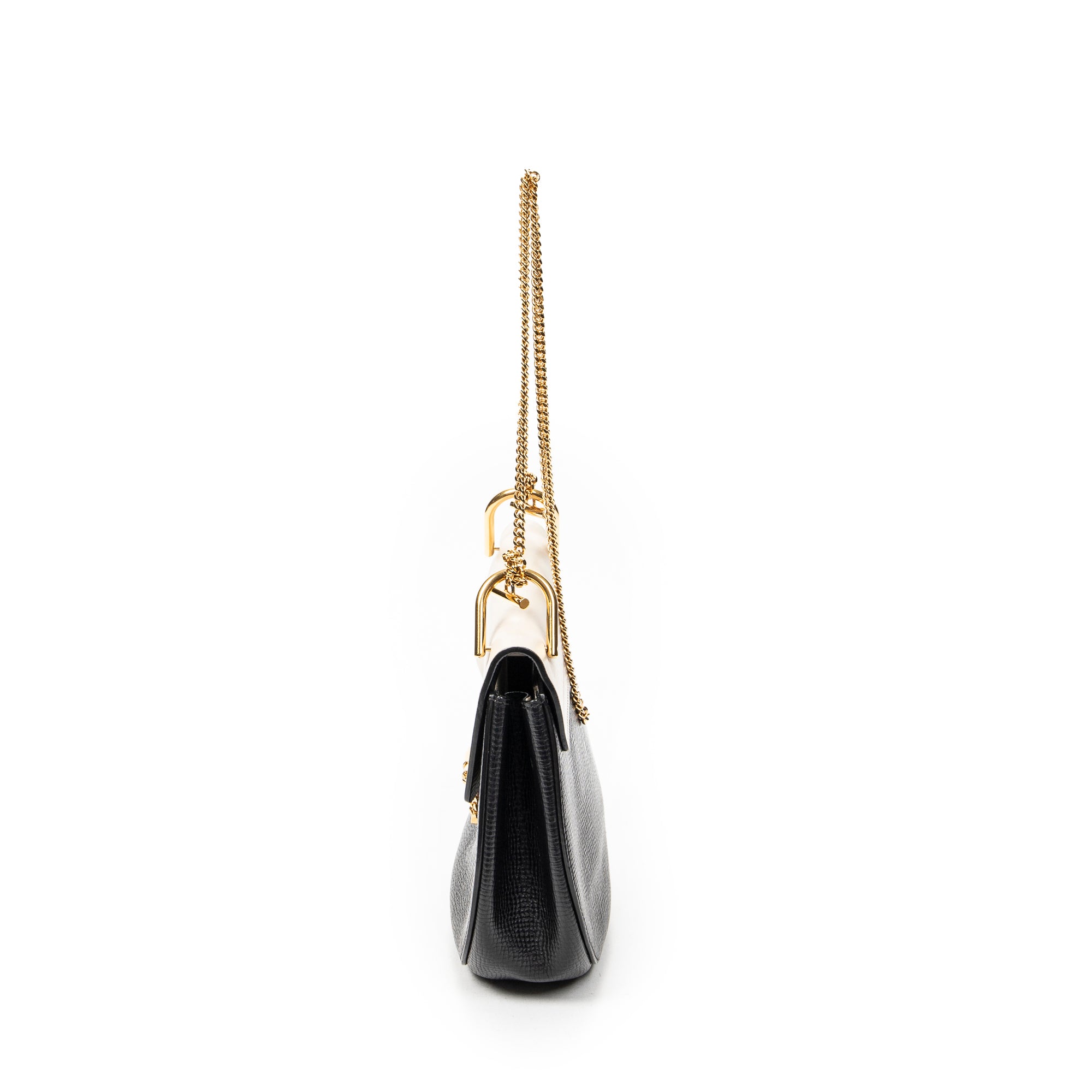 Shoulder Bag Small Bicolor Drew Black Grained Calfskin Leather