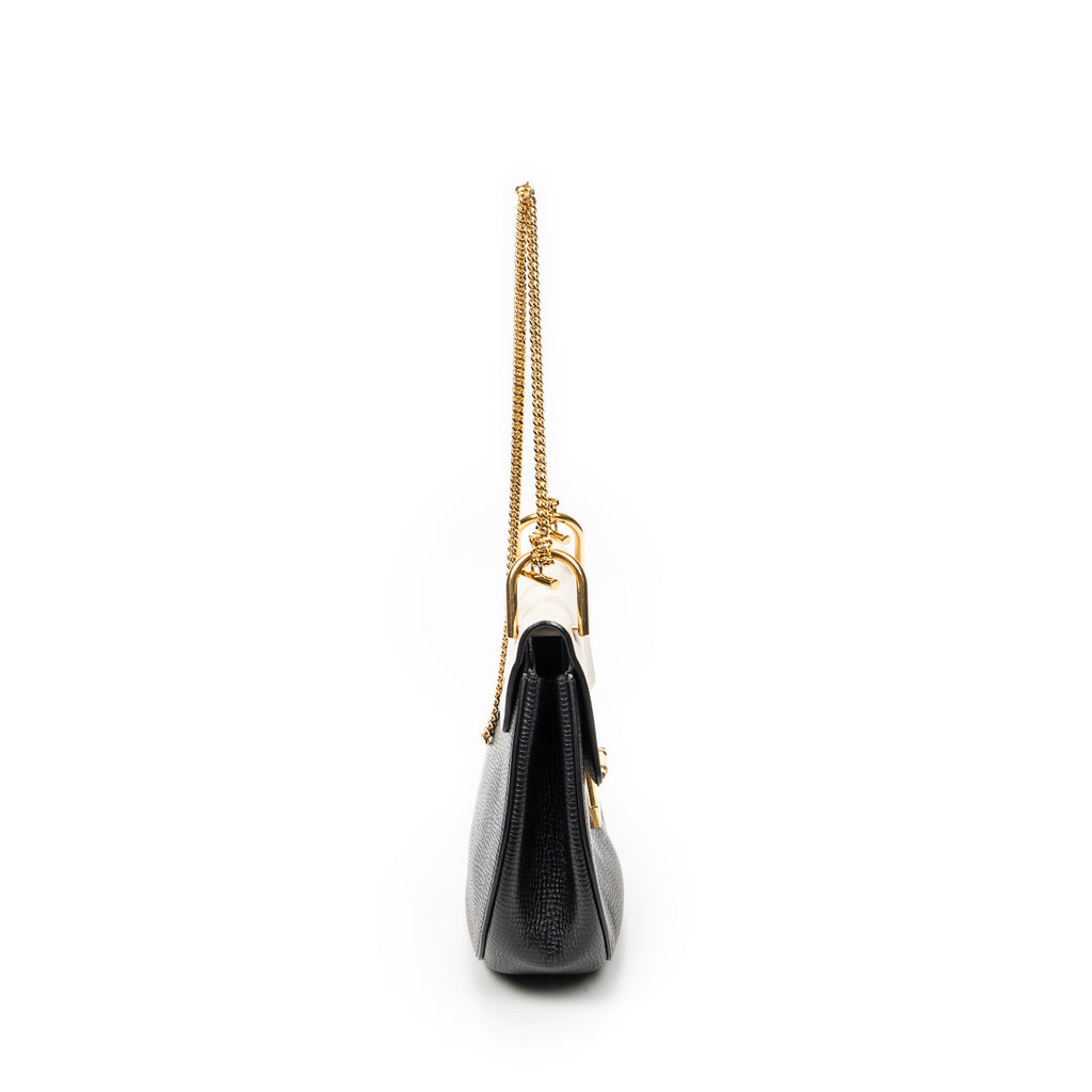 Shoulder Bag Small Bicolor Drew Black Grained Calfskin Leather