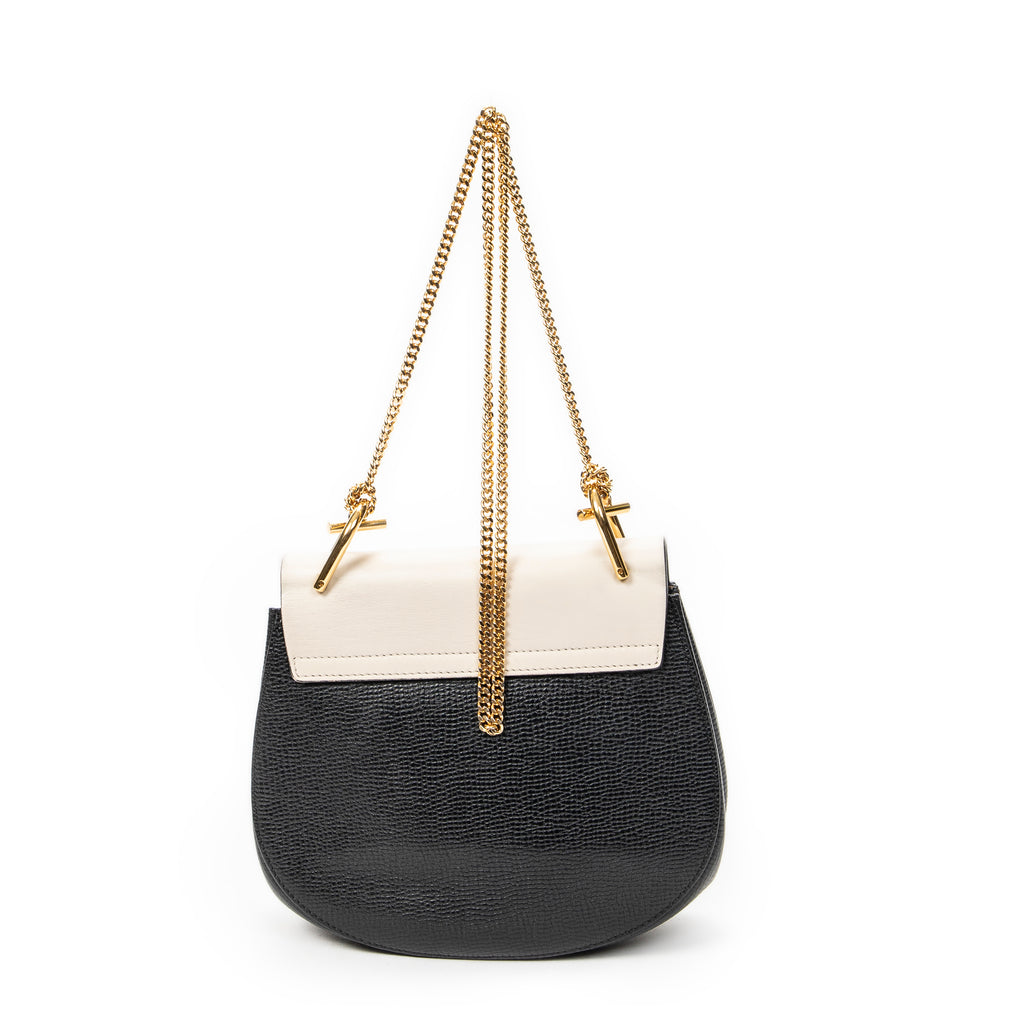 Shoulder Bag Small Bicolor Drew Black Grained Calfskin Leather