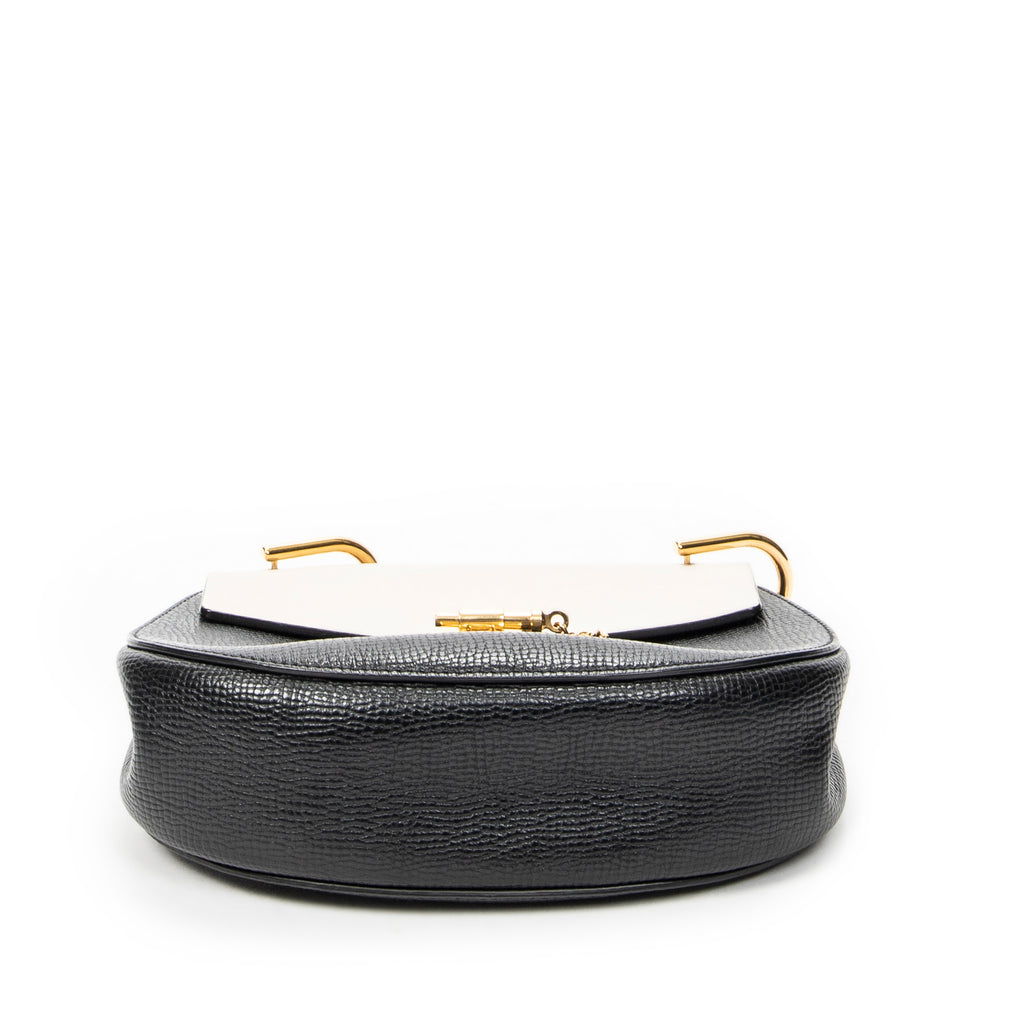 Shoulder Bag Small Bicolor Drew Black Grained Calfskin Leather