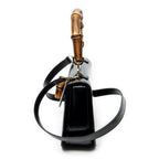 Shoulder Bag Vintage Bamboo Top Handle Flap Black Smooth Calfskin Leather