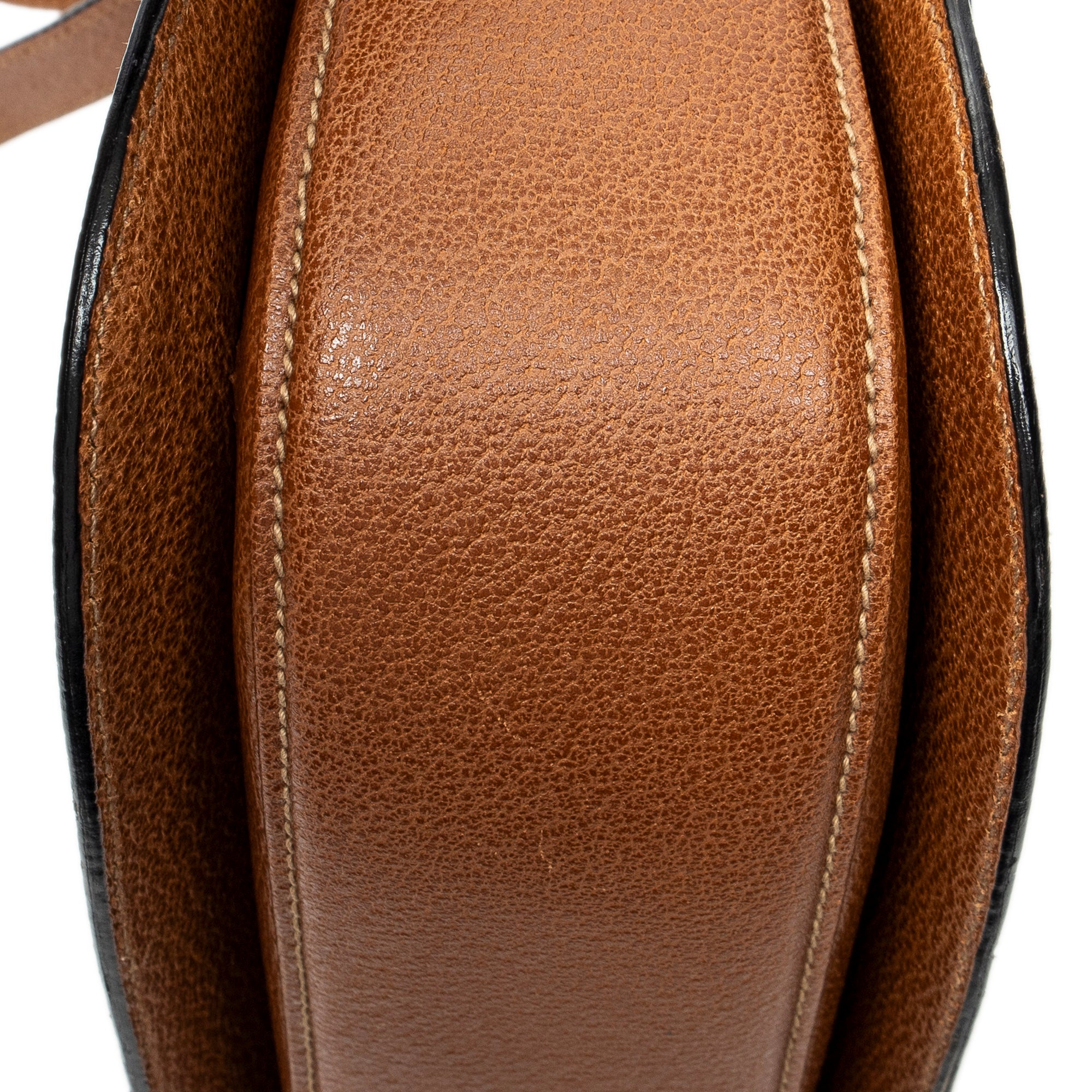 Shoulder Bag Vintage Bamboo Top Handle Flap Brown Grained Calfskin Leather