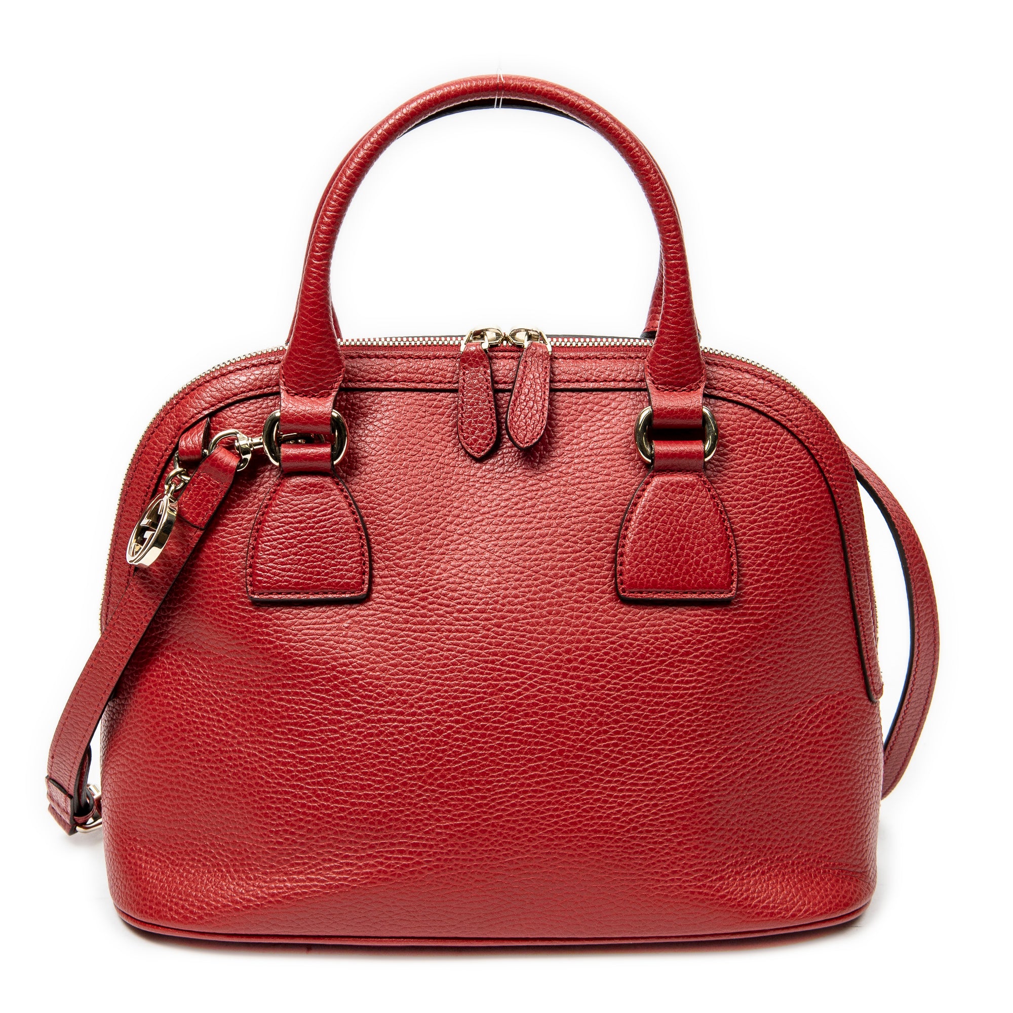 Shoulder Bag Small GG Charm Dome Tote Red Grained Calfskin Leather