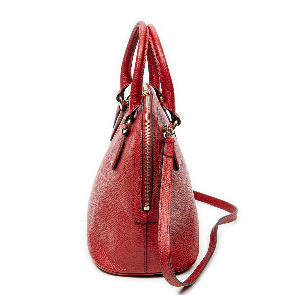 Shoulder Bag Small GG Charm Dome Tote Red Grained Calfskin Leather