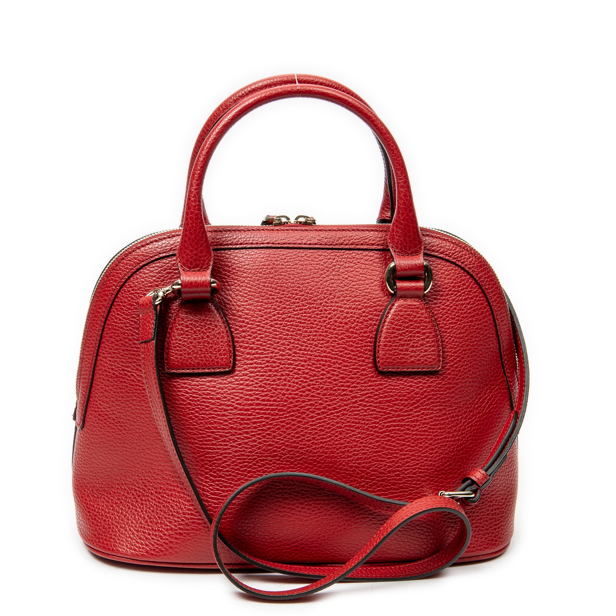 Shoulder Bag Small GG Charm Dome Tote Red Grained Calfskin Leather