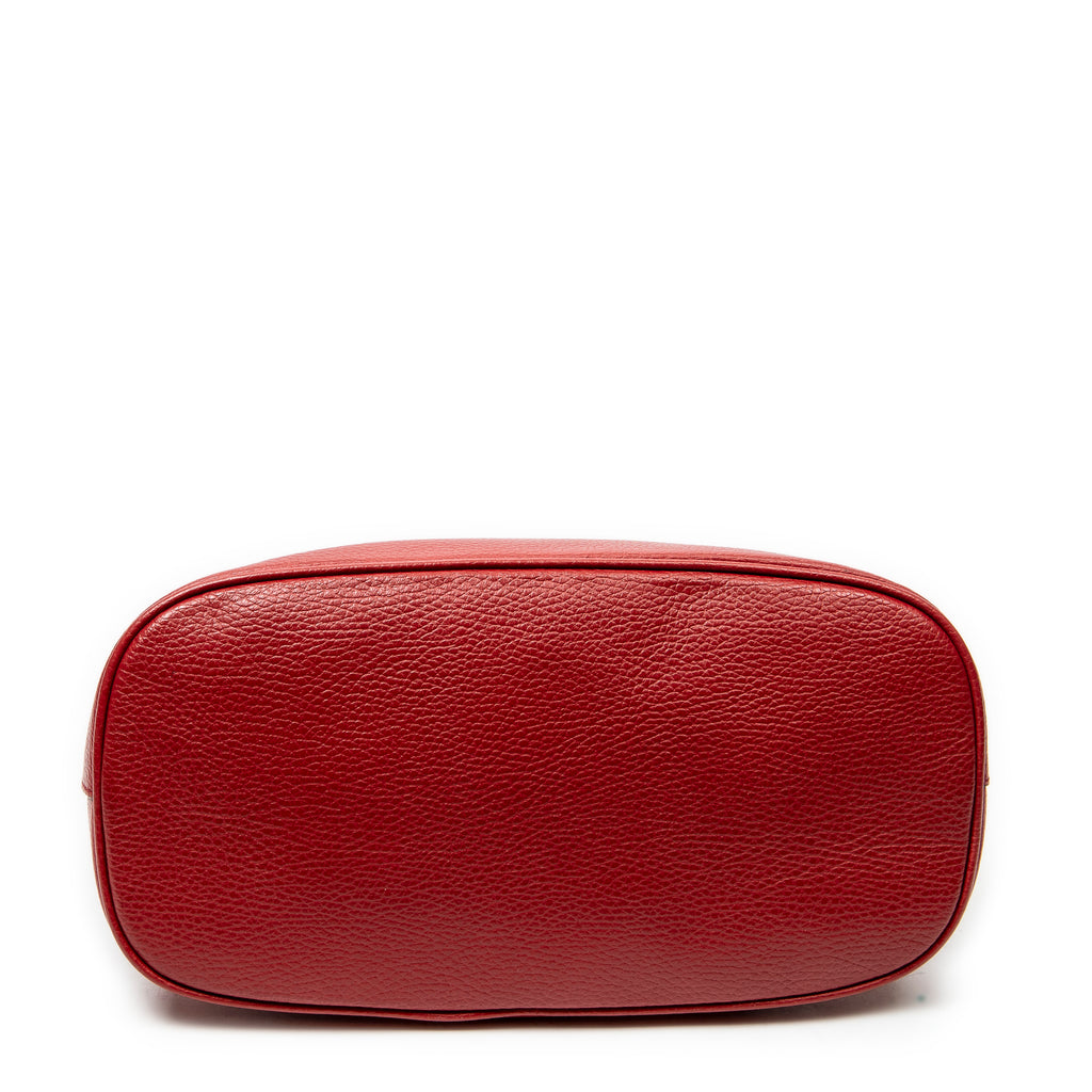 Shoulder Bag Small GG Charm Dome Tote Red Grained Calfskin Leather
