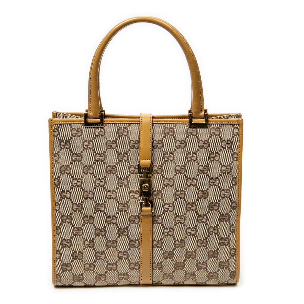 Shoulder Bag Square Bardot Tote Beige Monogrammed Canvas
