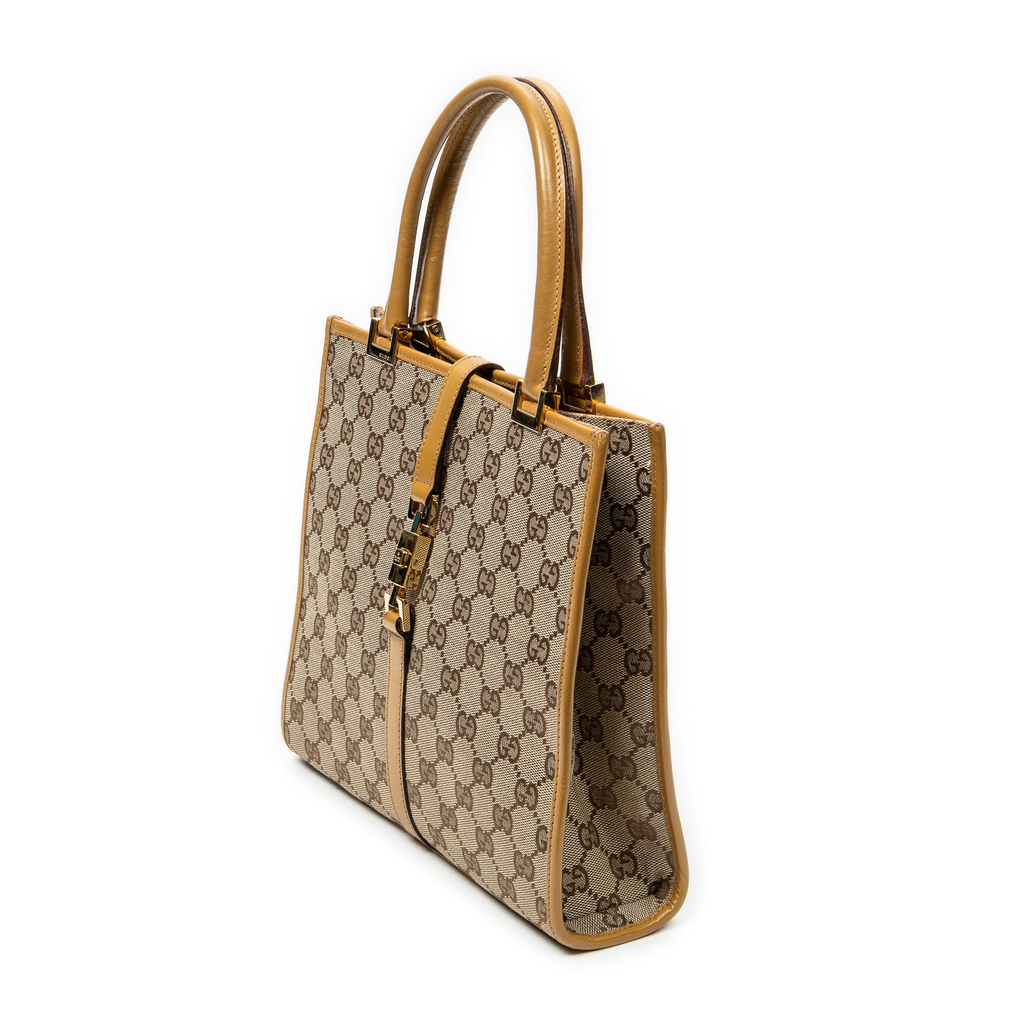 Shoulder Bag Square Bardot Tote Beige Monogrammed Canvas
