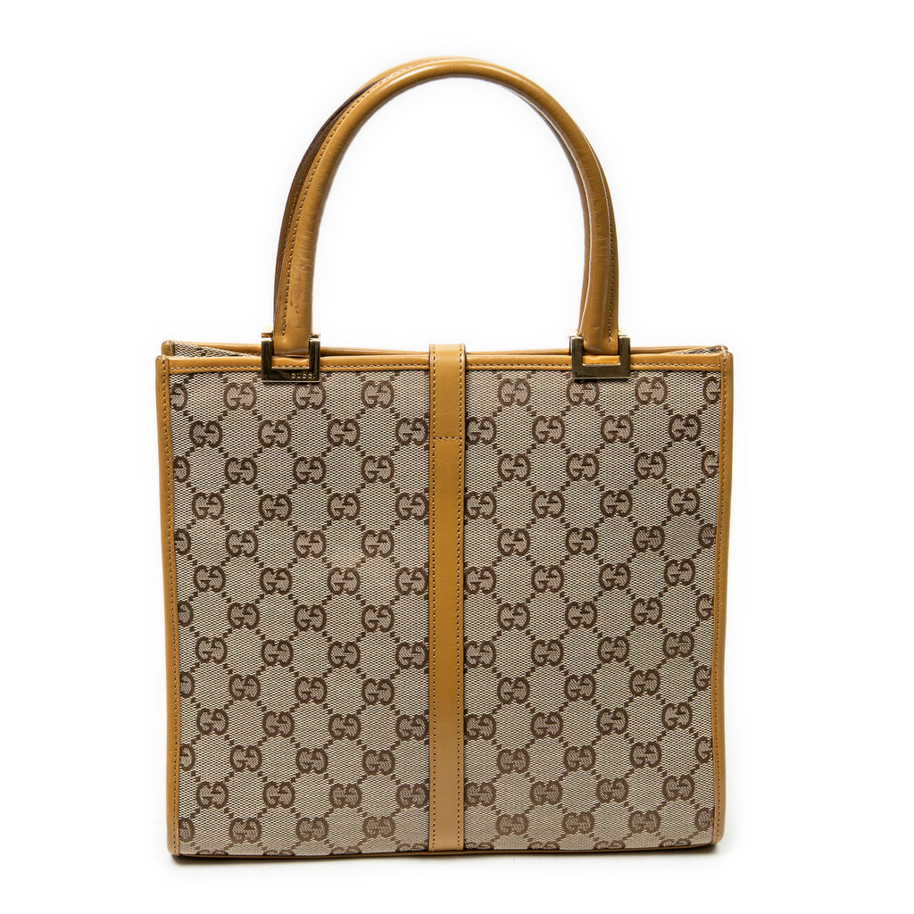 Shoulder Bag Square Bardot Tote Beige Monogrammed Canvas