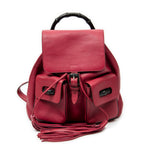 Backpack Medium Bamboo Tassel Backpack Fuchsia Calfskin Leather