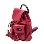 Backpack Medium Bamboo Tassel Backpack Fuchsia Calfskin Leather