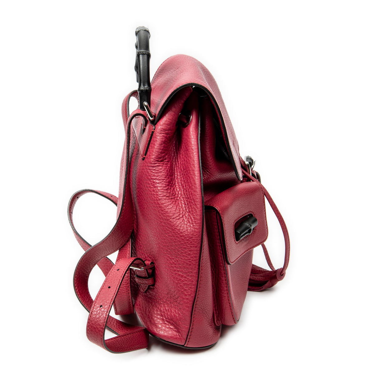 Backpack Medium Bamboo Tassel Backpack Fuchsia Calfskin Leather