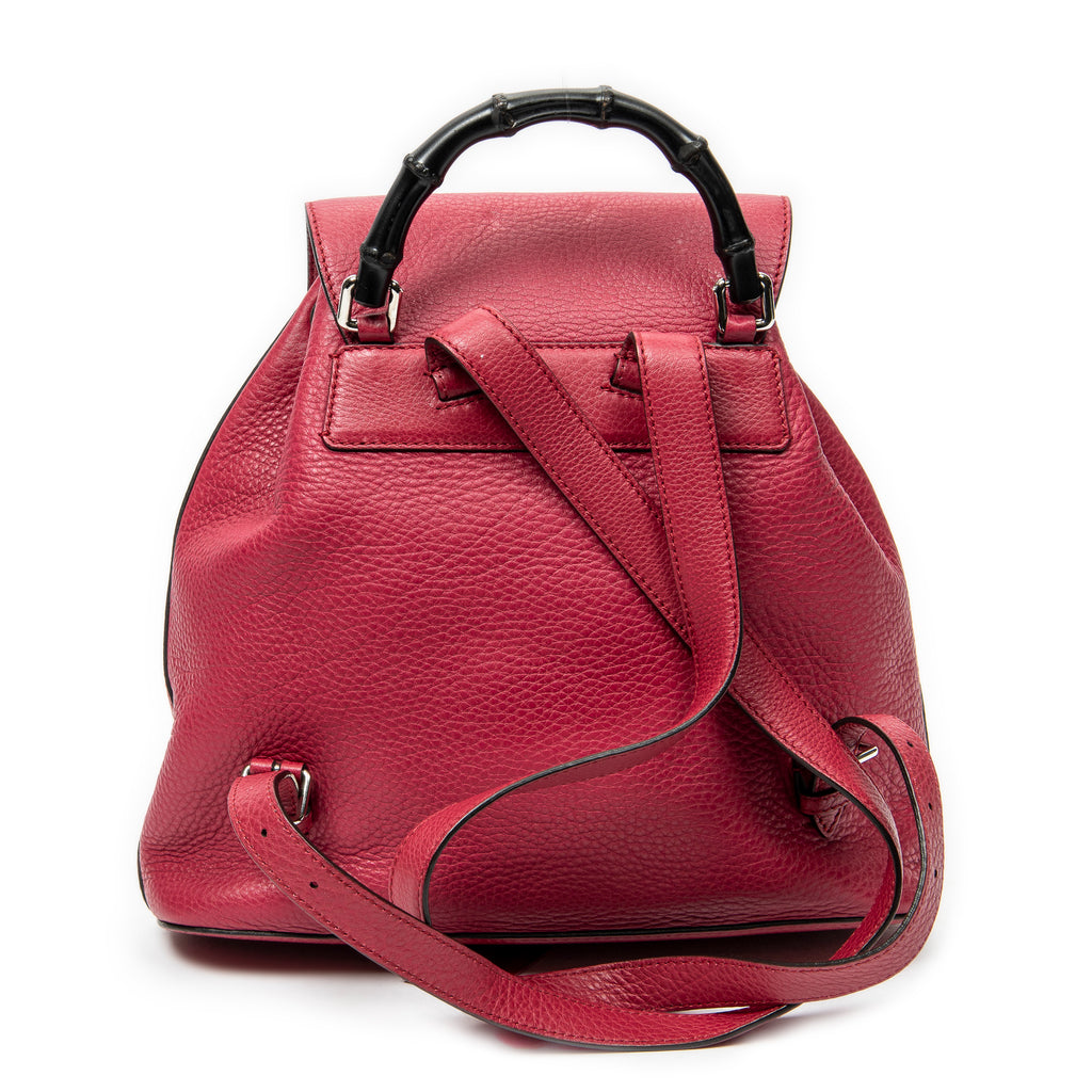Backpack Medium Bamboo Tassel Backpack Fuchsia Calfskin Leather