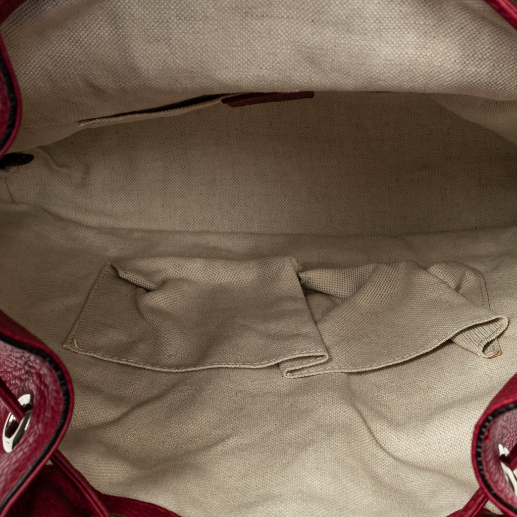 Backpack Medium Bamboo Tassel Backpack Fuchsia Calfskin Leather