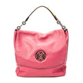 Shoulder Bag Maia Anagram Flap Top Handle Pink Grained Calfskin Leather