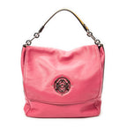 Shoulder Bag Maia Anagram Flap Top Handle Pink Grained Calfskin Leather
