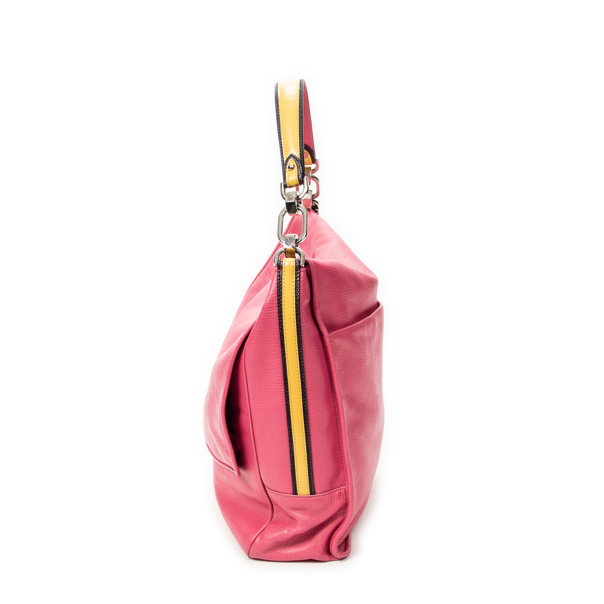 Shoulder Bag Maia Anagram Flap Top Handle Pink Grained Calfskin Leather