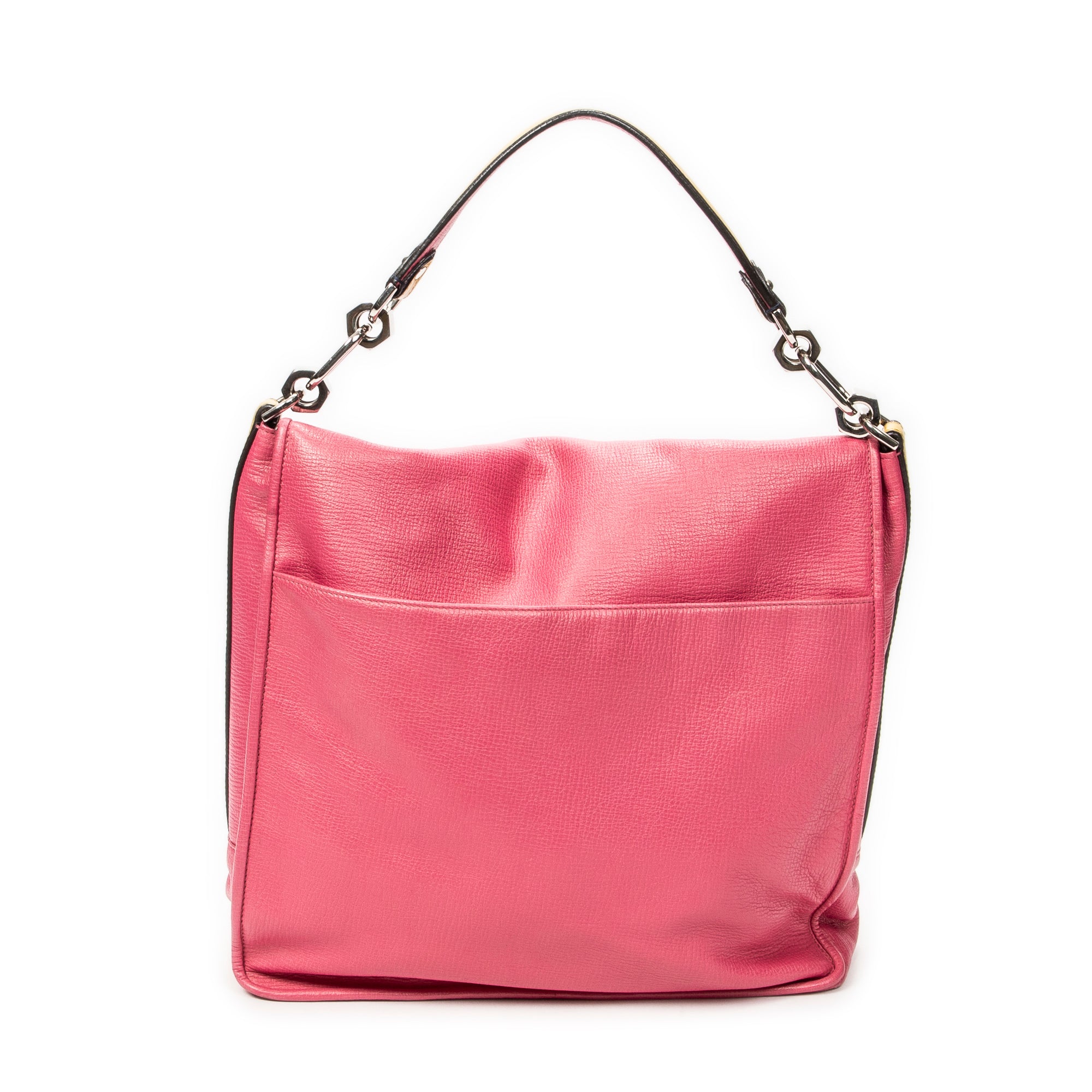 Shoulder Bag Maia Anagram Flap Top Handle Pink Grained Calfskin Leather