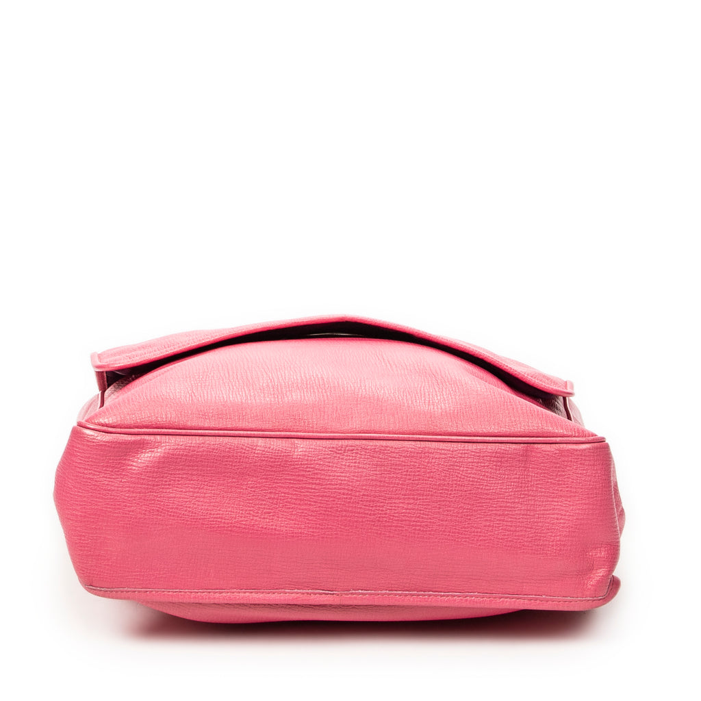 Shoulder Bag Maia Anagram Flap Top Handle Pink Grained Calfskin Leather