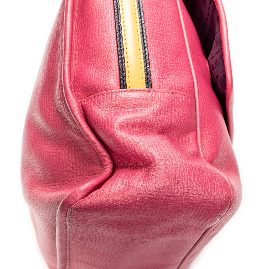 Shoulder Bag Maia Anagram Flap Top Handle Pink Grained Calfskin Leather