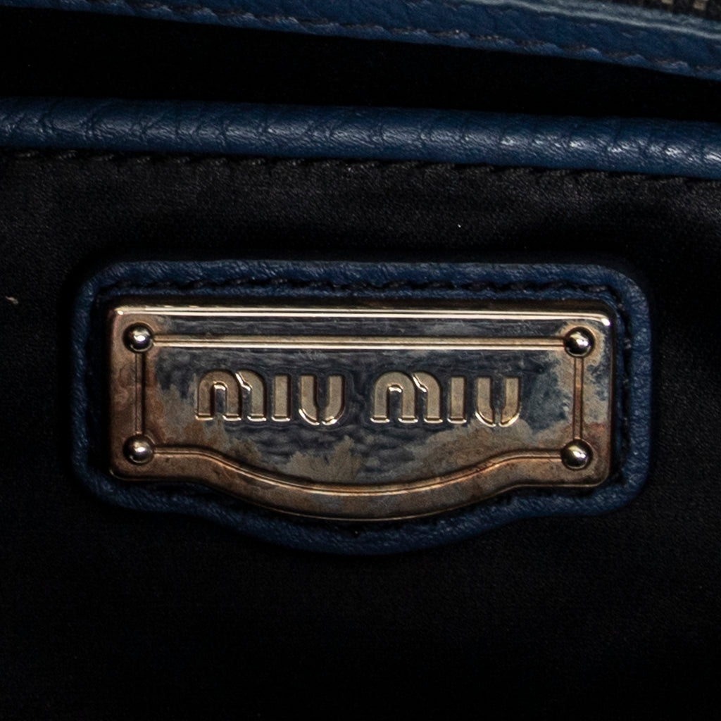 Shoulder Bag Convertible Tote Blue Vitello Caribu Leather