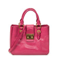 Shoulder Bag Pushlock Executive Tote Fuchsia Pink Madras Leather