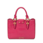 Sac à bandoulière Executive en cuir Madras rose fuchsia avec fermoir poussoir