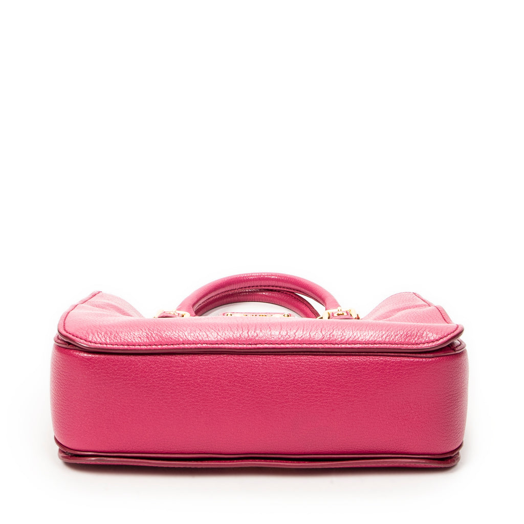 Shoulder Bag Pushlock Executive Tote Fuchsia Pink Madras Leather