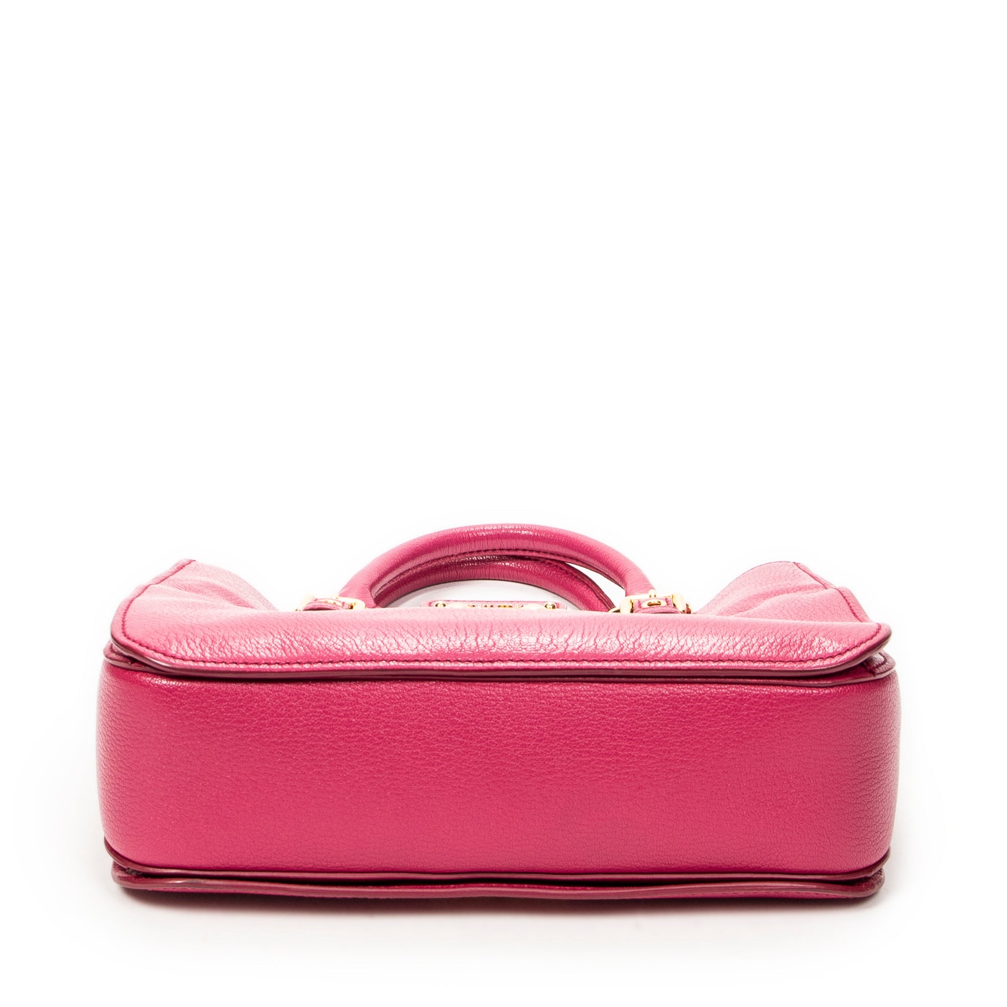Shoulder Bag Pushlock Executive Tote Fuchsia Pink Madras Leather