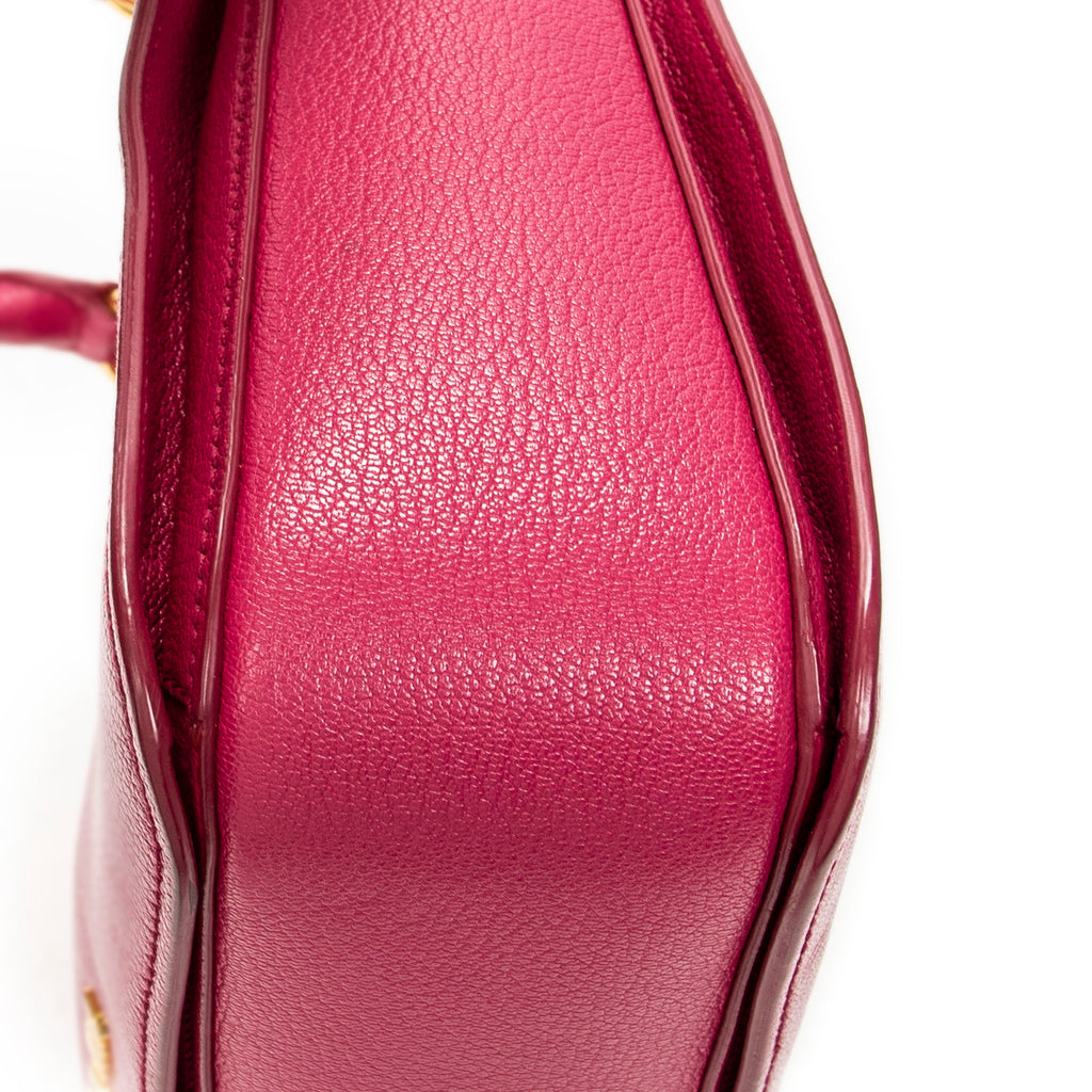 Shoulder Bag Pushlock Executive Tote Fuchsia Pink Madras Leather