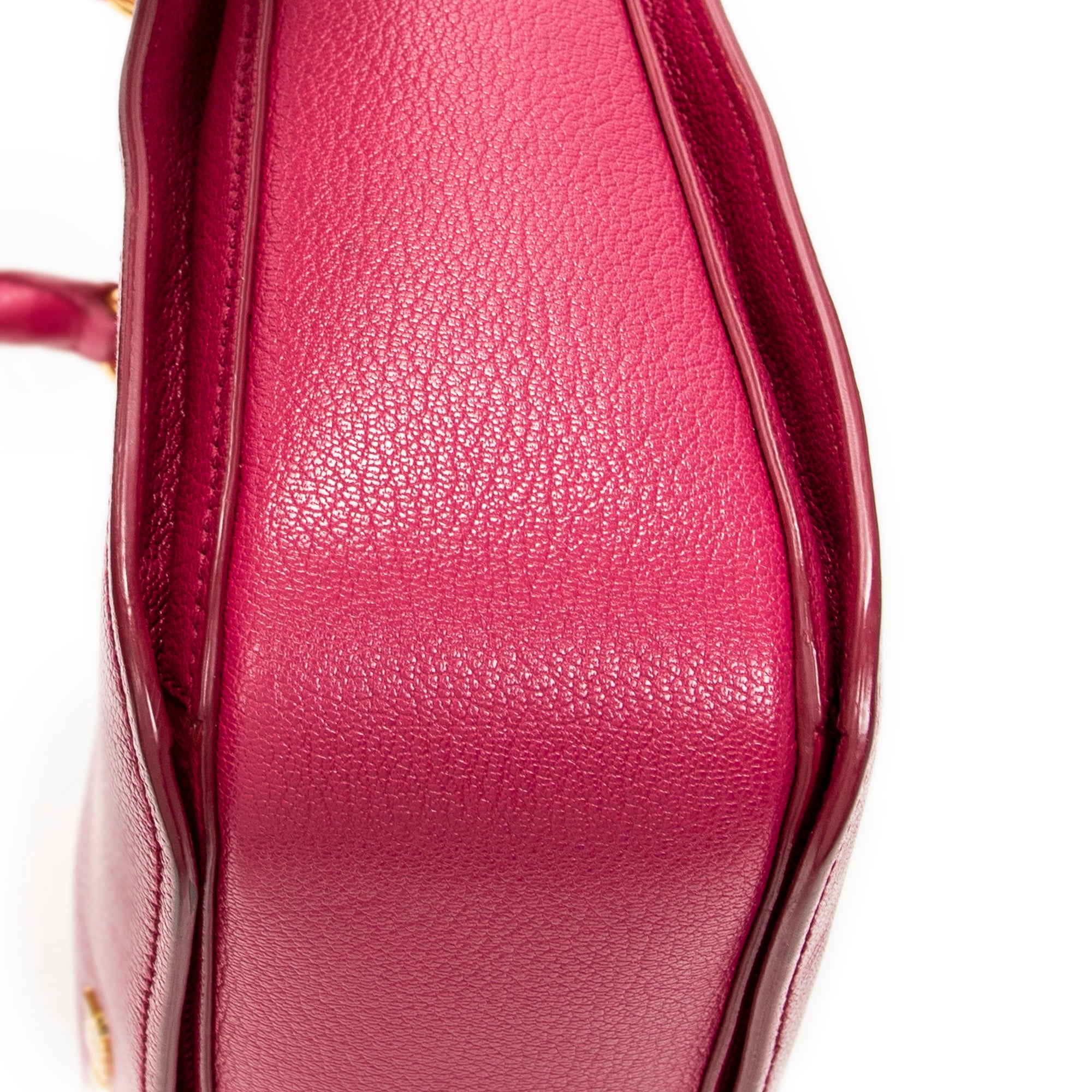 Shoulder Bag Pushlock Executive Tote Fuchsia Pink Madras Leather