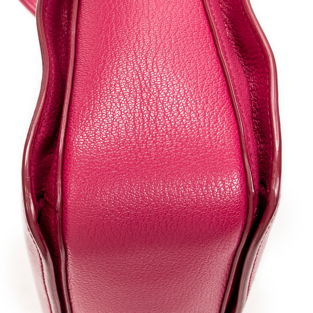 Shoulder Bag Pushlock Executive Tote Fuchsia Pink Madras Leather