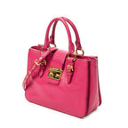 Shoulder Bag Pushlock Executive Tote Fuchsia Pink Madras Leather