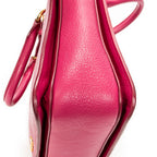 Shoulder Bag Pushlock Executive Tote Fuchsia Pink Madras Leather