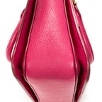 Shoulder Bag Pushlock Executive Tote Fuchsia Pink Madras Leather