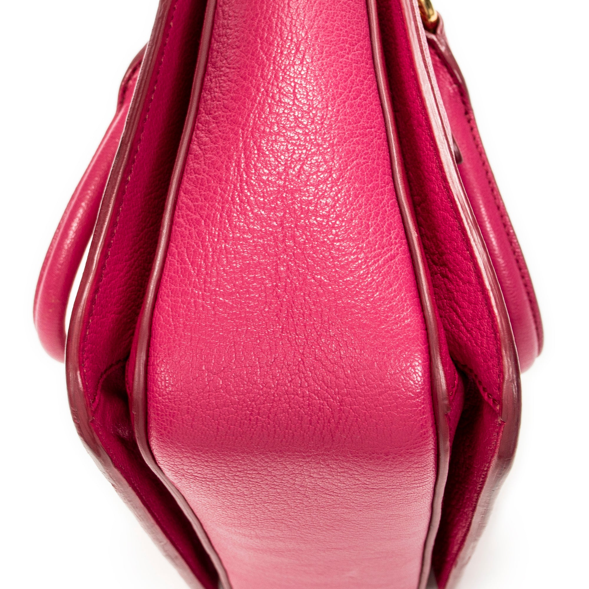 Shoulder Bag Pushlock Executive Tote Fuchsia Pink Madras Leather
