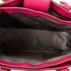 Shoulder Bag Pushlock Executive Tote Fuchsia Pink Madras Leather