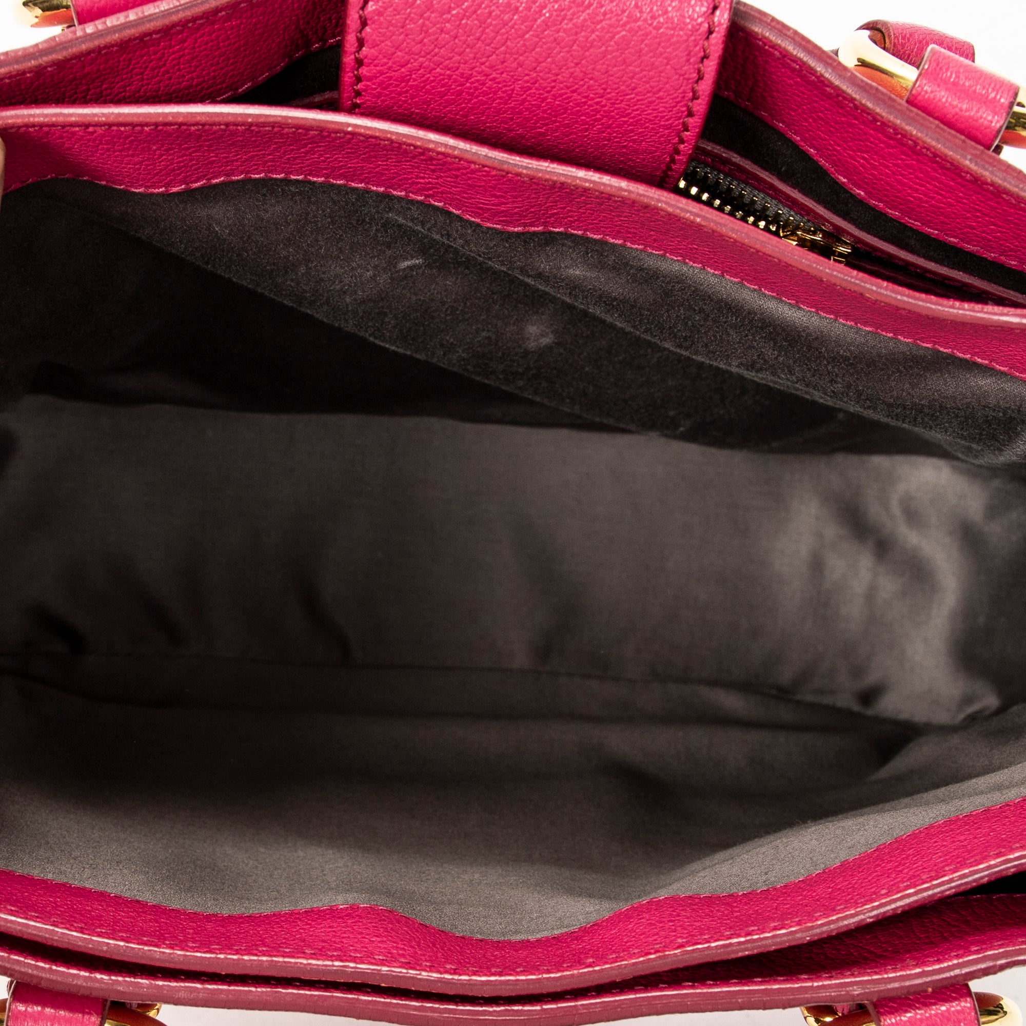 Shoulder Bag Pushlock Executive Tote Fuchsia Pink Madras Leather