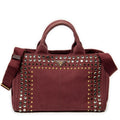 Prada - Cabas Canapa moyen orné de strass - Bordeaux