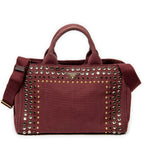 Prada - Cabas Canapa moyen orné de strass - Bordeaux